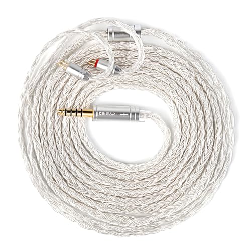keephifi 5ft 2 Pin IEM Cable 4.4mm, KBEAR ST16-Max 1.5m in Ear Monitor Cable Earbud Wire, 16-Strand SPC Headphone Cable for Truthear Hexa/HOLA/Zero, Moondrop Blessing/Aria/Stellaris, Simgot EW100P - color: Silver, style: 4.4 2PIN