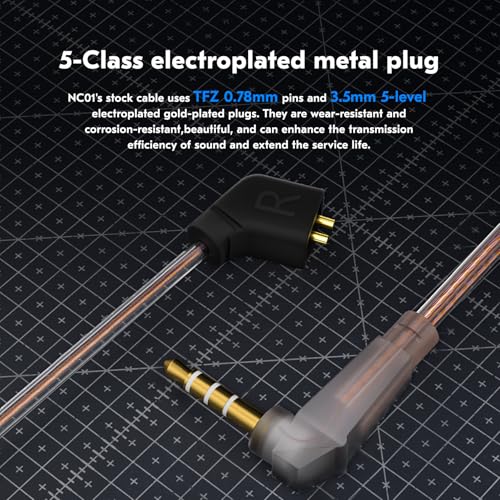 CCZ NC01 Gospel Gaming Earbuds, Stereo Sound in Ear Monitor Headphones Wired, Customized Dual Magnetic DD IEMS Earphone with Detachable Tangle-Free Cable PC Cavity for Computer (with mic, Clear Black)
