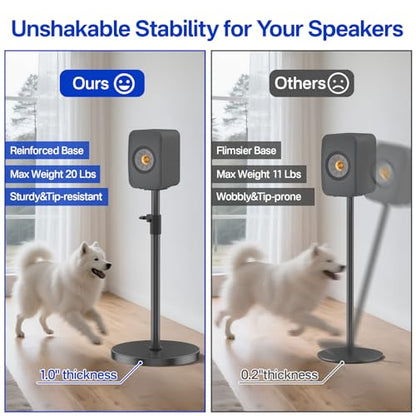Adjustable Height Speaker Stands Pair for KEF LSX II Speaker Stand with Cable Management - Heavy Duty Surround Sound Speaker Stand for KEF LSX II Floor Stand Hold Up to 30LBS to Immersive Sound