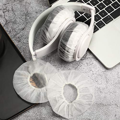 BBTO 300 Pieces Disposable Headphone Covers Non Woven Sanitary Fabric Headset Earphone Covers for Ear Pad Headphones(White,L-11 cm,300 Pieces) - color: White, size: L-11 cm