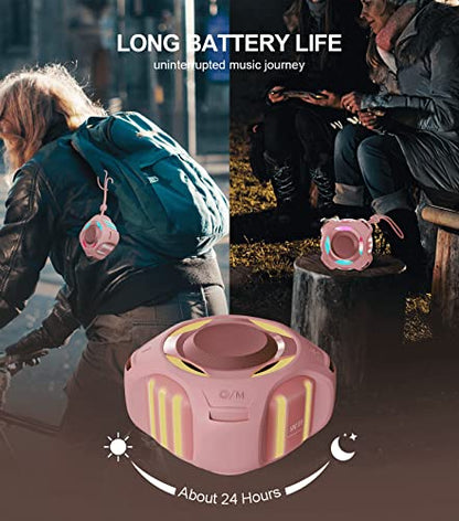 comiso Shower Bluetooth Speaker, IPX7 Waterproof Speaker with LED Light | Portable Speaker with Punchy Bass and Loud HD Sound, Floating, Lanyard, 2000mAh for Travel, Beach, Kayak, Gift for Men, Women - color: Rose Gold