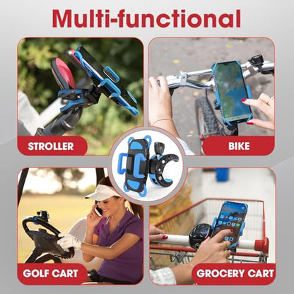 Crescendo CR-30 SlimClip Mic Stand Phone Holder, iPhone Clamp Mount, Pole Phone Mount, Microphone, Music or Drum Stand, Mic/Phone Clip - for iPhone, Samsung Galaxy, Pixel, Any Smartphone (Blue) - color: Blue