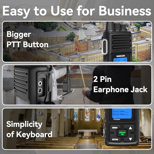 SAMCOM FPCN30A Radios Walkie Talkies Long Range Business Commercial Professional UHF 2 Way Radios Two-Way Radio(6 Pack) with 6 Way Multi Gang Charger & Earpieces | for Jobsite Construction School,5W High Power,One Button Group Call,Programmable, Business,