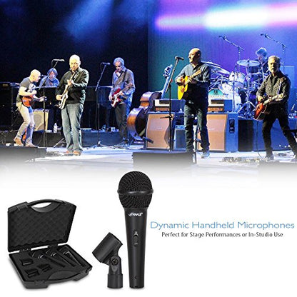 Pyle 3-Piece Professional Dynamic Microphone Kit - Cardioid Unidirectional Vocal Handheld Microphone with Hard Carry Case & Mic Holder/Clip - Pyle PDMICKT80
