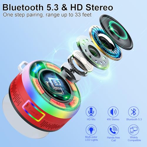 Bluetooth Speaker Wireless Portable Waterproof Speaker, TWS Pairing, RGB Lights, Deep Bass for Home Garden Party Camping - color: Red