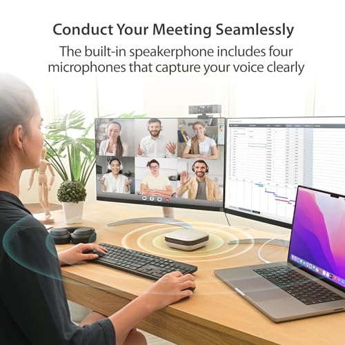 j5create USB-C Dual 4K Speakerphone Dock Pro, Dual 4K HDMI Audio Dock | for Video Conference, USB-A x 2, USB-C, Gigabit ethernet, Pass-Through Charging - Works with Teams, Zoom (JCDS337)