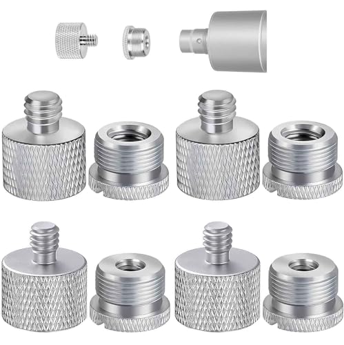 Mic Thread Adapter Kit, Slivery, 8Pcs - style: 8 pcs slivery