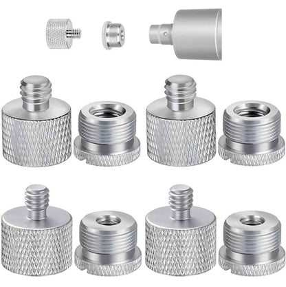 Mic Thread Adapter Kit, Slivery, 8Pcs - style: 8 pcs slivery