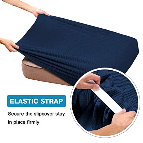 Flamingo P Super Stretch Couch Cushion Cover 1 Pack Individual Seat Slipcover with Elastic Bottom, Machine Washable Furniture Protector (1 Seat Cushion Cover, Navy) - color: Navy, size: 1 Seat Cushion Cover