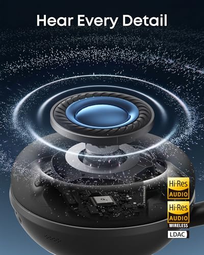 Soundcore Anker Space 2 Bluetooth 6.1 Over-Ear Headphones, Travel-Ready | Active Noise Cancelling, 50H Playtime, LDAC Hi-Res, Dual Connection, Clear Calls, Nap Mode, Wearing Detection, Fast Charging - color: Jet Black