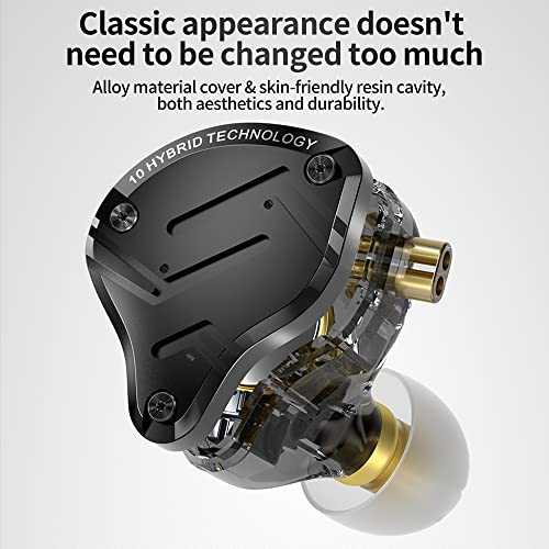 KZ ZS10 PRO X in Ear Monitor Headphones, Upgrade 4BA+1DD Hybrid Driver IEM Earphones, HiFi Metal Wired Gaming Earbuds, for Singers Bass Player Drummers Guitarist Musicians Dj (with Mic,Black) - style: With Mic