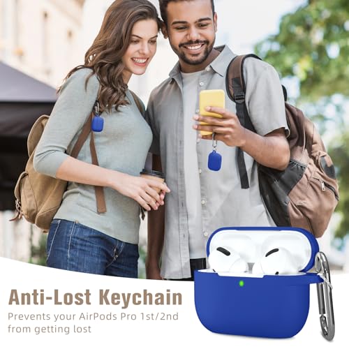 Hamile Compatible with AirPods Pro Case Protective Silicone Airpod Case Shockproof Cover Skin for Airpod Pro 2019 Charging Case, with Keychain, Royal Blue - color: 6-Royal Blue
