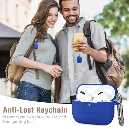 Hamile Compatible with AirPods Pro Case Protective Silicone Airpod Case Shockproof Cover Skin for Airpod Pro 2019 Charging Case, with Keychain, Royal Blue - color: 6-Royal Blue