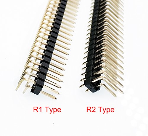 10pcs 2.54mm 0.1inch Male Pin Header 90D Right Angle 2X40P Through Hole Rohs 0.8U Gold-Plated Stackable Breakaway Electronic Male Header Connector (Double Row 2X40P 90D R2 Type)