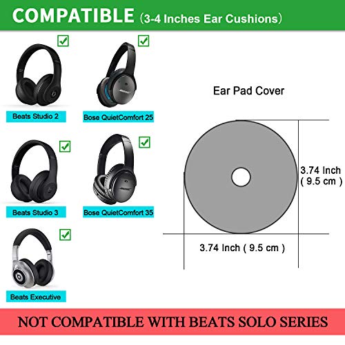 Earpads Sweater Cover Protectors with Stretchable Knit Fabric for Beats Studio 3/2 Bose QC35 25 15 Headphones and Other Headsets with 3-4 Inch Ear Cushions [ 2 Pairs ] (White) - color: White