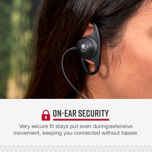 Cobra 2.5mm D-Style Headset for Two-Way Radios | Over-The-Ear Headset for Hands-Free Communication with Push-To-Talk Button
