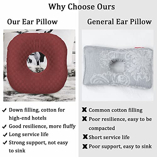 Ear Piercing Pillow with Hole for Cartilage Piercings, CNH Support - color: Dark Red