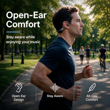 Wigfar Bone Conduction Headphones, Open Ear Headphones, Bluetooth 6.0 | Lightweight Sports Headphones for Running & Workouts, Clear Sound, 10H Playtime and IP54 Sweat Resistance for Daily Use