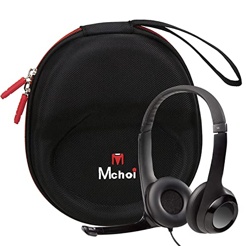 Mchoi Hard Protable Case Fits for Logitech H390 / Logitech Zone 301 Wired Headset, Case Only - color: Black