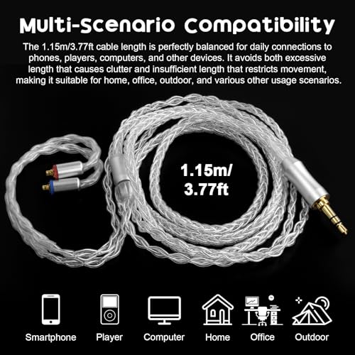 SE215 Cable Compatible with Shure SE215, SE215 Pro, SE315, SE425, SE425 Pro, SE535, SE846, AONIC 3, AONIC 4, AONIC 5 Earphones, MMCX Replacement Cable, 3.77ft