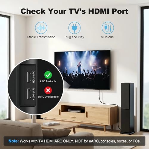 HDMI ARC to Optical Audio Converter Cable for TV, 5FT ARC to Toslink SPDIF Audio Extractor for Soundbar, AV Receiver & Home Theater, Supports PCM/LPCM, Dolby Digital & DTS 5.1, USB Powered