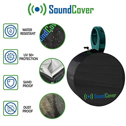 Marine Wakeboard Tower Speaker Covers for 8” Round Speakers – 210T Polyester with Silver UV Coating – Water-Resistant, Double-Stitched with Drawcord & Drainage Eyelets – Large Size (Set of 2) - size: Large