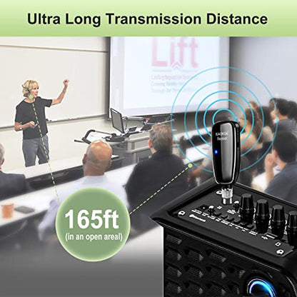 Wireless Microphone Headset,UHF Head Mic Speaker System for Fitness | USB-C Charging, Headset Microphones for Voice Amplifier Speaker, with LED Digital Display, for Teaching Instructor Tour Guide