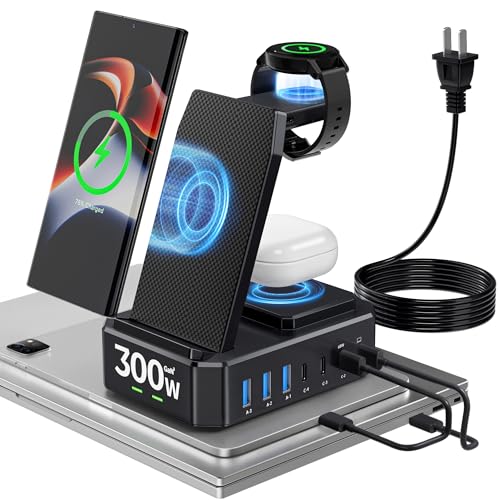 Wireless Charger for Samsung,zutspzss 300W 10 in 1 Wireless | Charging Station,65W USB C Charging Stand for Samsung S25 Ultra/S24/S23,Galaxy Watch Ultra,Galaxy Buds(Not for Apple Watch) - color: black