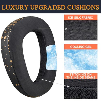 SOULWIT Cooling-Gel Earpads Replacement for Sennheiser GSP500, GSP550, GSP600, GSP 670 Gaming Headset, Ear Pads Cushions for EPOS H6 Pro, GSP601, GSP602 Headphones - Black Gold - color: Black Gold