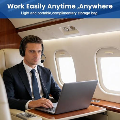 doudou USB Computer Headset with Noise Cancelling Microphone for PC, Call Center Headphones for Office Zoom Skype Teams, Online Class, Lightweight with USB/Type-c Jack & Volume Control