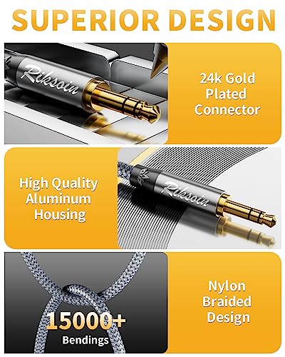 Aux Cable-3.5mm Audio Cable with Magnetic Ring Supports [Hi-Fi,Shielded] Nylon Braided 3.5mm Male to Male AUX Cord Auxiliary Adapter Compatible with Car/Home Stereos, Speaker,Headphones-6.6FT - size: 6.6FT/2M