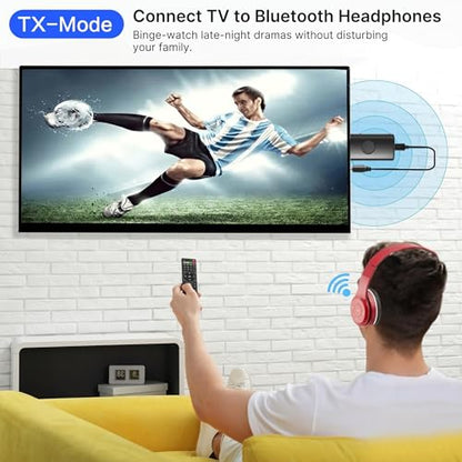 AUX Bluetooth Adapter for Car, 2-in-1 Wireless Audio Receiver and Transmitter, Bluetooth 6.0 to 3.5mm Dongle with Noise-Canceling Mic for Home Stereo, TV, PC, USB Powered