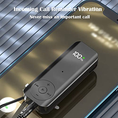 Bluetooth 5.2 Adaptor for Wireless Headphones, 60H Battery Life Bluetooth Receiver with LED Digital Display & Noise Cancelling Mic, Wireless Audio Receiver for Speakers, Car/Home Stereo - color: Receiver