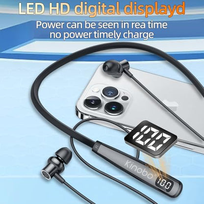 Kinobo Neckband Bluetooth Headphones, 6.0 Bluetooth 100 Hours Playtime，IPX7 Sports Waterproof Earbuds with Microphone Noise Cancelling with HiFi Speakers Multiple Switchable Sound Modes - color: Cable