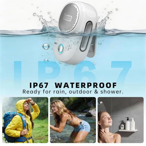 Divoom Itour-S Wearable Bluetooth Speaker, IP67 Clip-On, 10H Playtime,White | Waterproof, Dustproof, Travel, Work, Golf, Gift Idea & Outdoor Audio - color: White