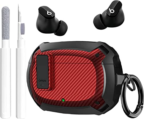 Beats Studio Bud/Studio Buds Plus Case Cover 2021/2023 Men Lock Clip with Cleaning Kit, GARTOO Beat Studio Buds Plus Protective Case with Cleaning Tool for Women Girls Kids Black/Red - color: A-Black/Red