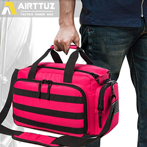 Range Bag | Gun Range Duffle Bag for Handguns and Ammo,USA Flag Patch Included. - color: Pink