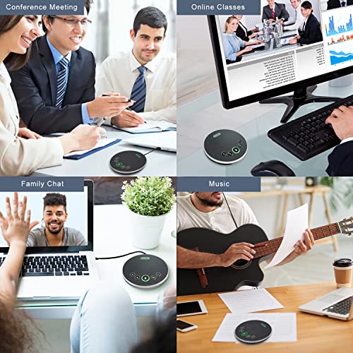 TONGVEO Bluetooth Speakerphone Conference Microphones, Wireless Conference Speaker 360°Voice Pick up with 4 AI Noise Cancellation Mics USB/Dongle/Bluetooth Connection 8 Hour Call Time for 8-12 People - color: Gray