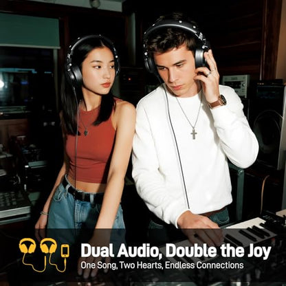 MAONO MH700 Wired Studio Headphone for Podcast Recording DJ Mixing Monitor | Professional Close Back Over Ear Stereo Headset w/ 50mm Driver & 3.5mm to 6.35mm Jack for Computer Guitar AMP Piano Keyboard
