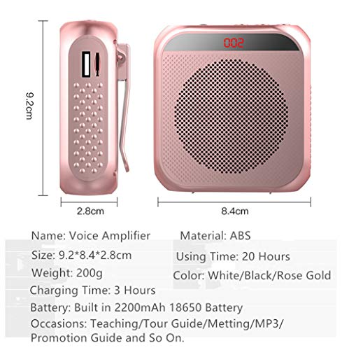 Portable Voice Amplifier with Wired Microphone Headset Rechargeable PA System Speaker Personal Microphone Speech Amplifier Power Amplifiers Loudspeaker for Teachers/Metting/Tour Guide (White) - color: White