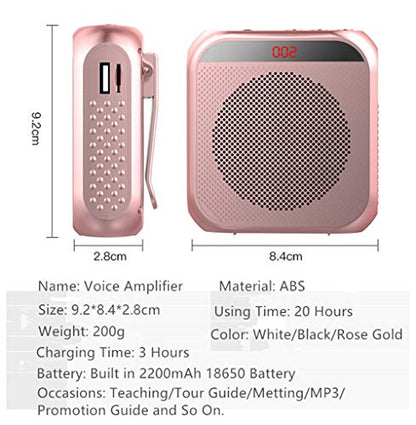 Portable Voice Amplifier with Wired Microphone Headset Rechargeable PA System Speaker Personal Microphone Speech Amplifier Power Amplifiers Loudspeaker for Teachers/Metting/Tour Guide (Black) - color: Black
