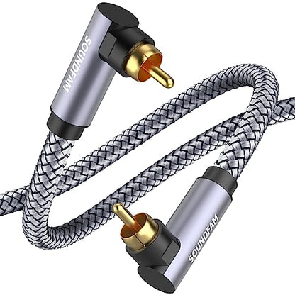 Dual 90 Degree Subwoofer Cable Double Right Angle RCA Cable [24K Gold-Plated,Hi-Fi Sound] for Home Theater,Subwoofer,Hi-Fi Systems-Grey (16ft/5M) - size: 16ft/5M, style: 90 Degree RCA to 90 Degree RCA