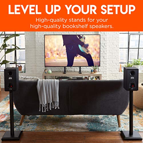 ECHOGEAR Premium Universal Floor Speaker Stands - Vibration-Absorbing MDF Design Works with Edifier, Polk, & Other Bookshelf Speakers Or Studio Monitors - Includes Sound Iso Pads & Carpet Spikes
