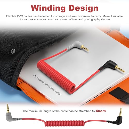 Alitutumao TRS to TRRS Adapter Cable, 3.5mm Scalable Patch Cord Wire (Red) - Compatible with Rode SC7/VideoMicro Go II/VideoMicro NTG Microphones, Fits iPhone, Smartphones and Tablets