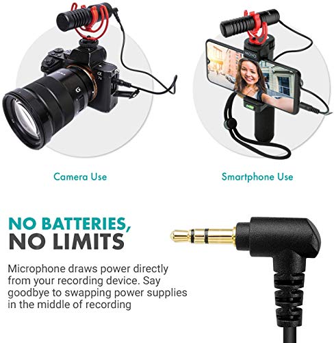 Movo VXR10-PRO External Video Microphone for USB-C Smartphone/Camera with Rycote Lyre Shock Mount - Compact Shotgun Mic and Accessories Compatible with Androids/DSLR Cameras - Battery-Free DSLR Mic