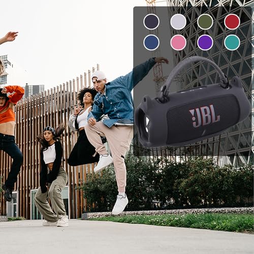 khanka for JBL Charge 6 Waterproof Portable Bluetooth Speaker Silicone Case,Soft Protective Sleeve Cover with Shoulder Strap for JBL Charge 6 Speaker (Black) - color: Black