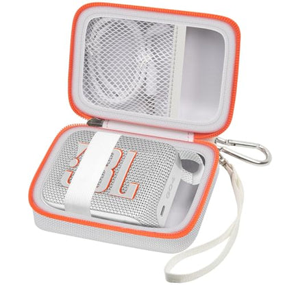 Speaker Case for JBL Go 5/4/3, Case Only | Hard Case, Mesh Pocket for Charging Cable, Compact Travel Carry, Speaker Not Included, White - color: White