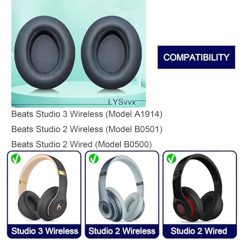 Studio 3 Ear Pads - Replacement Earpads for Beats Studio 2 3.0 Headphones (Titanium Grey) - color: Titanium Grey