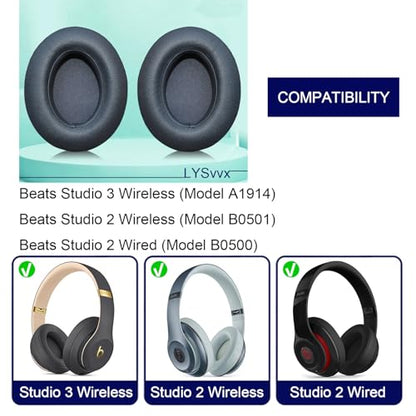 Studio 3 Ear Pads - Replacement Earpads for Beats Studio 2 3.0 Headphones (Titanium Grey) - color: Titanium Grey