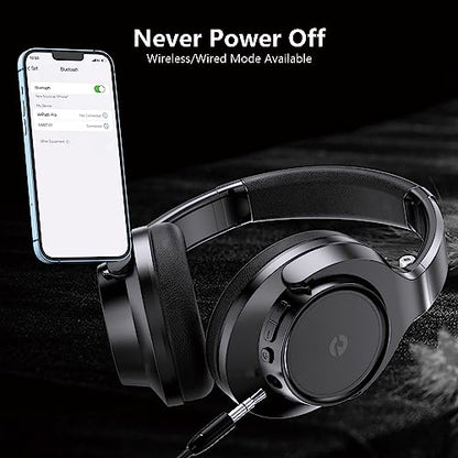 Wireless Headphones Over Ear, 70H Playtime Headphone Wireless Bluetooth 5.1,3EQ Modes & HiFi Stereo Bluetooth Headset with Deep Bass, Foldable Lightweight Headphones with Microphone for Travel/Work